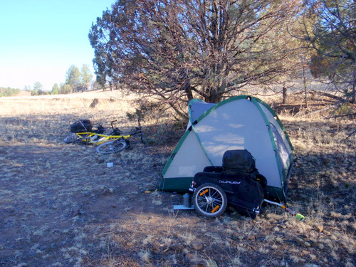 Our campsite, we're next to the road.